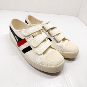 Gola Cream Velcro Sneakers with Red and Black Stripes